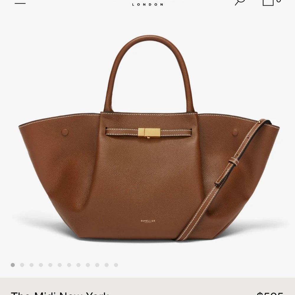 DeMellier Brown Leather Tote Bag with Structured Design